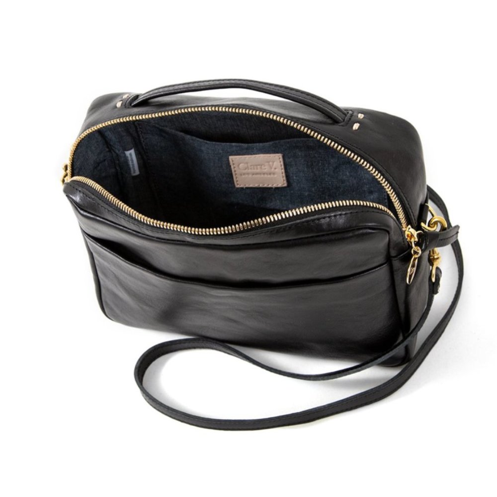 Clare V. Mirabel Black Leather Crossbody